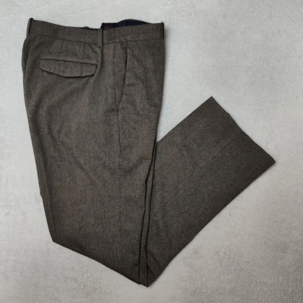 Banana Republic Pants Mens 33x32 Brown Tweed Tailored Fit Stretch Flat Dress